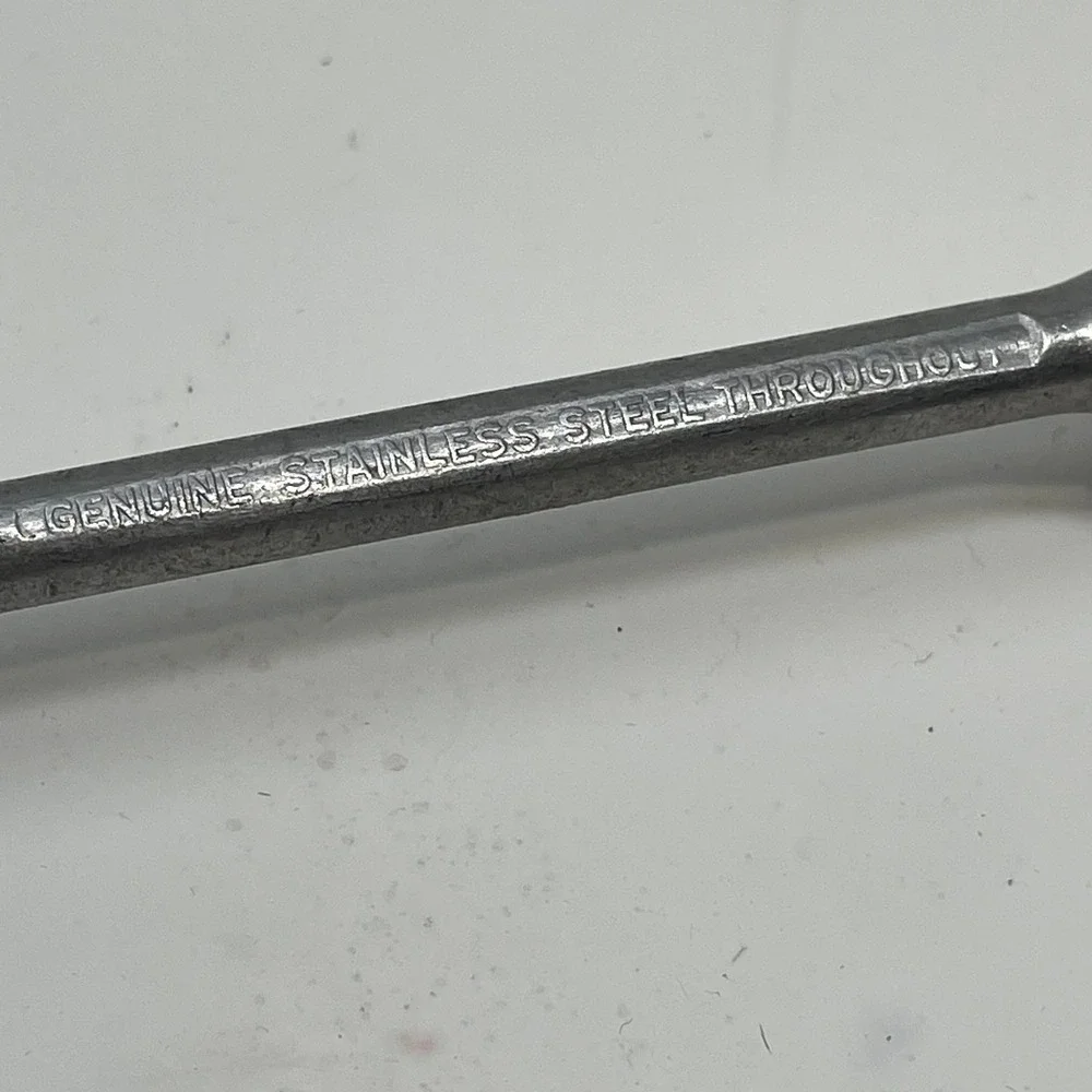 Vintage Stainless Steel Measuring Mixing Spoon Wood Handle Farmhouse Kitchen